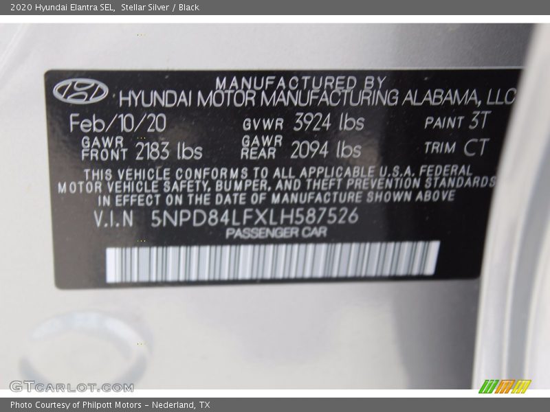 Stellar Silver / Black 2020 Hyundai Elantra SEL