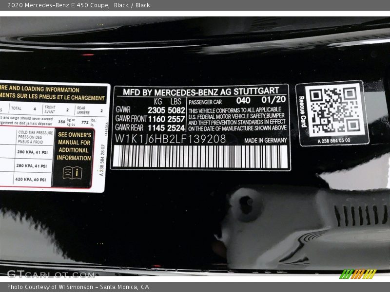 Black / Black 2020 Mercedes-Benz E 450 Coupe