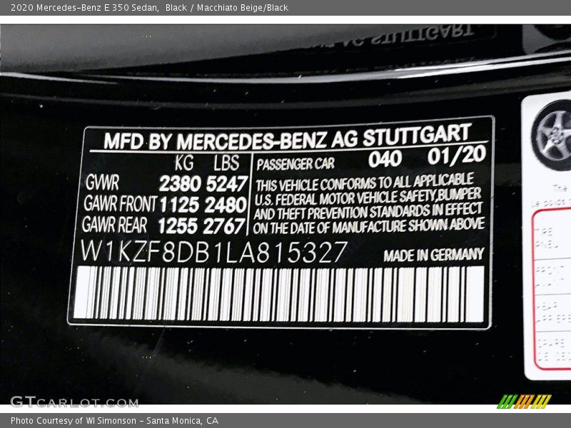 Black / Macchiato Beige/Black 2020 Mercedes-Benz E 350 Sedan