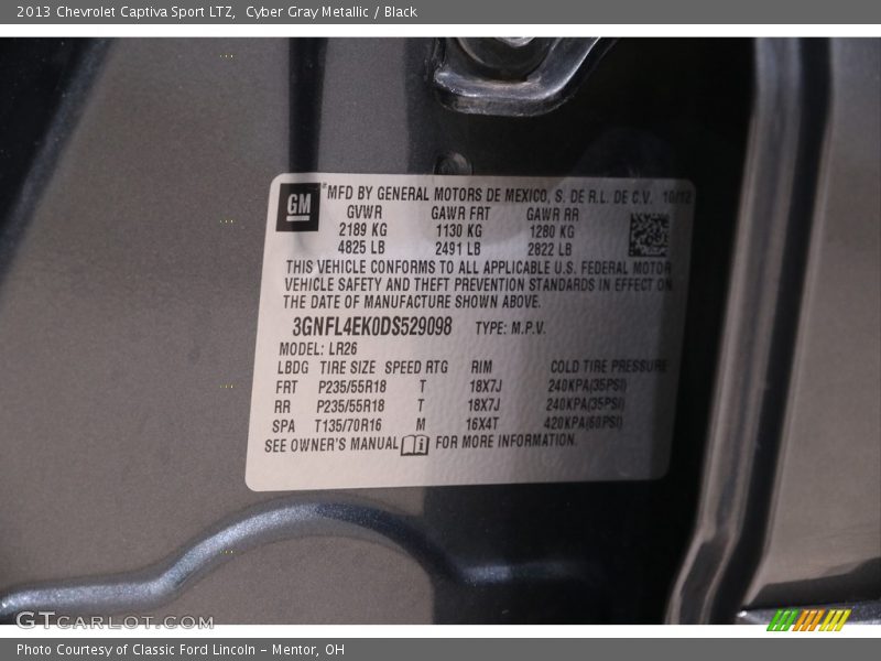 Cyber Gray Metallic / Black 2013 Chevrolet Captiva Sport LTZ