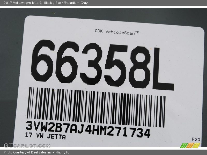 Black / Black/Palladium Gray 2017 Volkswagen Jetta S