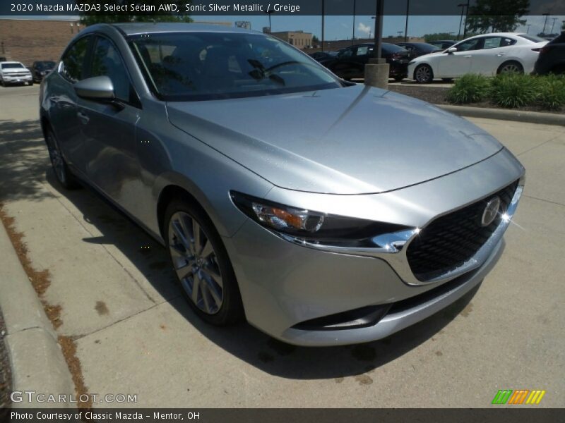 Sonic Silver Metallic / Greige 2020 Mazda MAZDA3 Select Sedan AWD