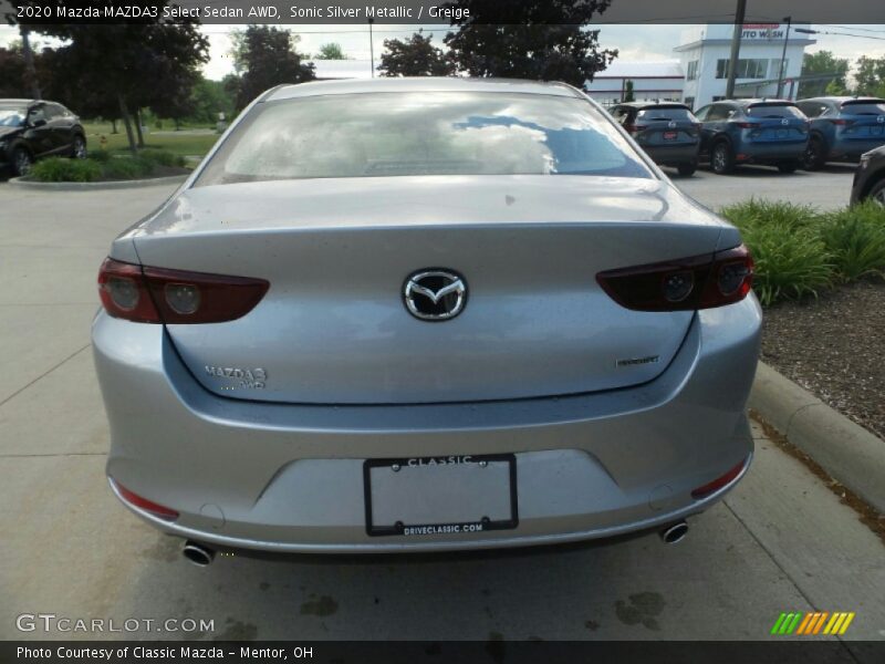 Sonic Silver Metallic / Greige 2020 Mazda MAZDA3 Select Sedan AWD