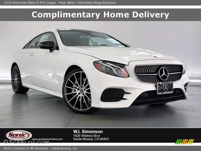 Polar White / Macchiato Beige/Espresso 2020 Mercedes-Benz E 450 Coupe