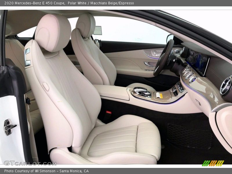 Polar White / Macchiato Beige/Espresso 2020 Mercedes-Benz E 450 Coupe