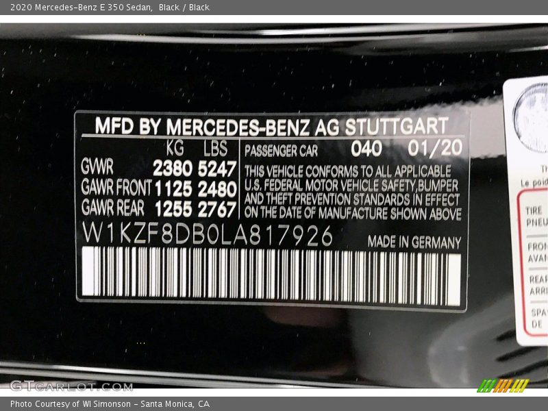 Black / Black 2020 Mercedes-Benz E 350 Sedan