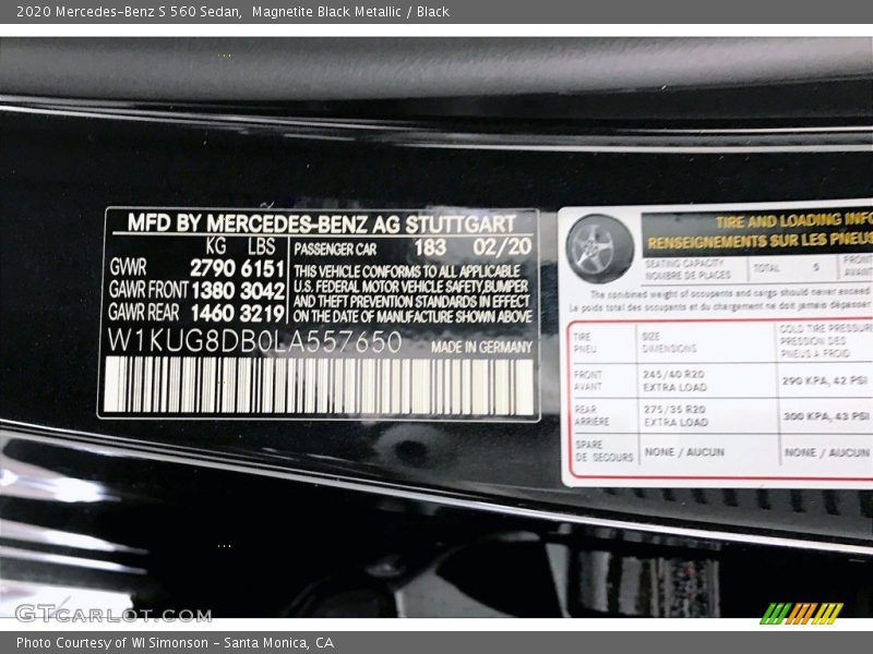 Magnetite Black Metallic / Black 2020 Mercedes-Benz S 560 Sedan