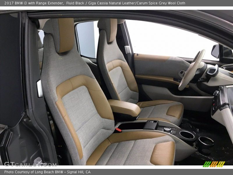 Fluid Black / Giga Cassia Natural Leather/Carum Spice Grey Wool Cloth 2017 BMW i3 with Range Extender