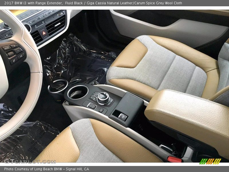 Fluid Black / Giga Cassia Natural Leather/Carum Spice Grey Wool Cloth 2017 BMW i3 with Range Extender