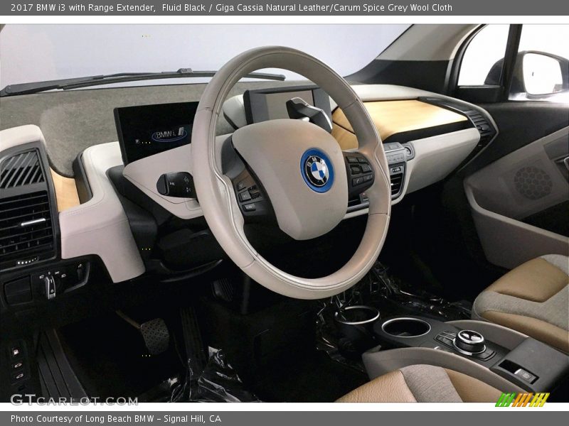 Fluid Black / Giga Cassia Natural Leather/Carum Spice Grey Wool Cloth 2017 BMW i3 with Range Extender