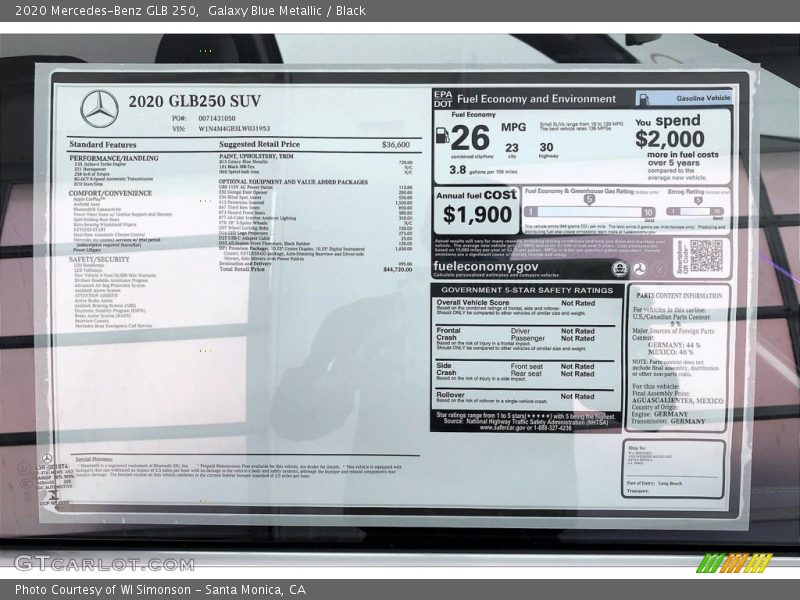 Galaxy Blue Metallic / Black 2020 Mercedes-Benz GLB 250