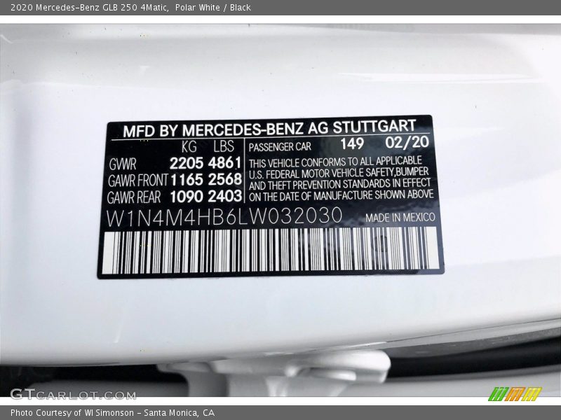 Polar White / Black 2020 Mercedes-Benz GLB 250 4Matic