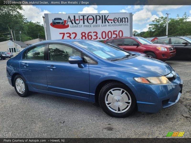 Atomic Blue Metallic / Beige 2010 Honda Civic Hybrid Sedan