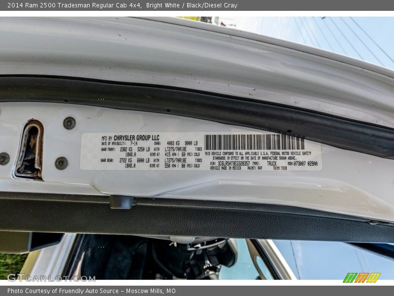 Bright White / Black/Diesel Gray 2014 Ram 2500 Tradesman Regular Cab 4x4