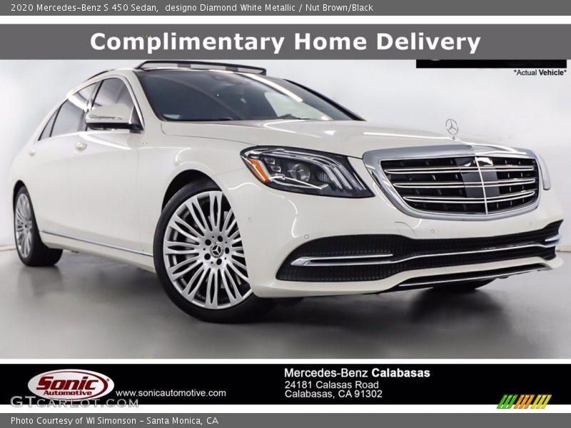 designo Diamond White Metallic / Nut Brown/Black 2020 Mercedes-Benz S 450 Sedan
