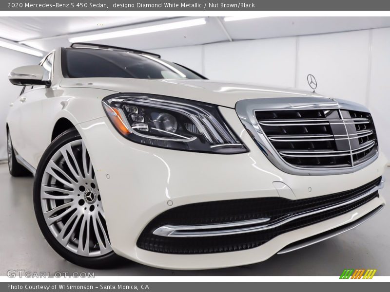 designo Diamond White Metallic / Nut Brown/Black 2020 Mercedes-Benz S 450 Sedan