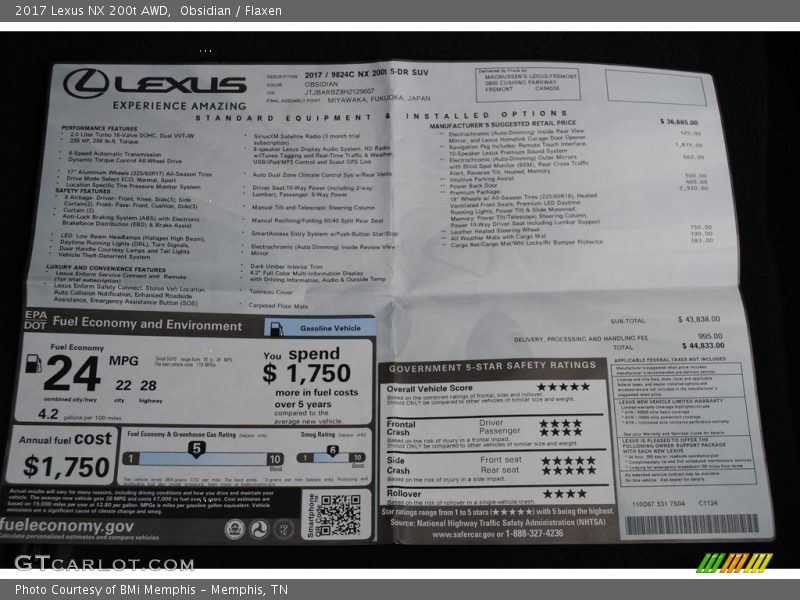 Obsidian / Flaxen 2017 Lexus NX 200t AWD