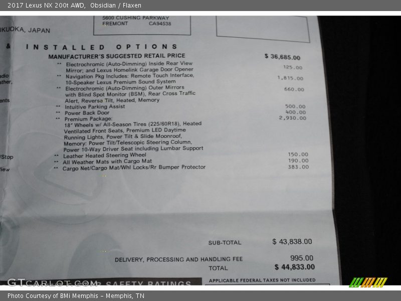 Obsidian / Flaxen 2017 Lexus NX 200t AWD