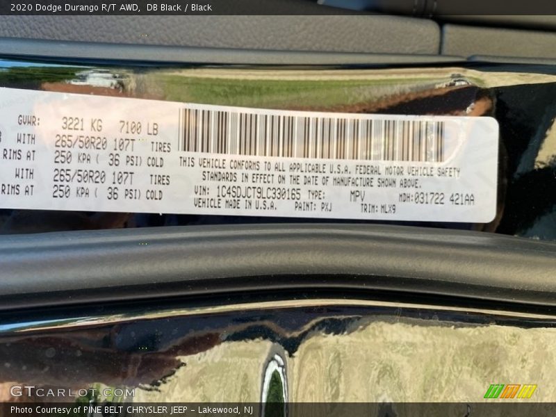 DB Black / Black 2020 Dodge Durango R/T AWD