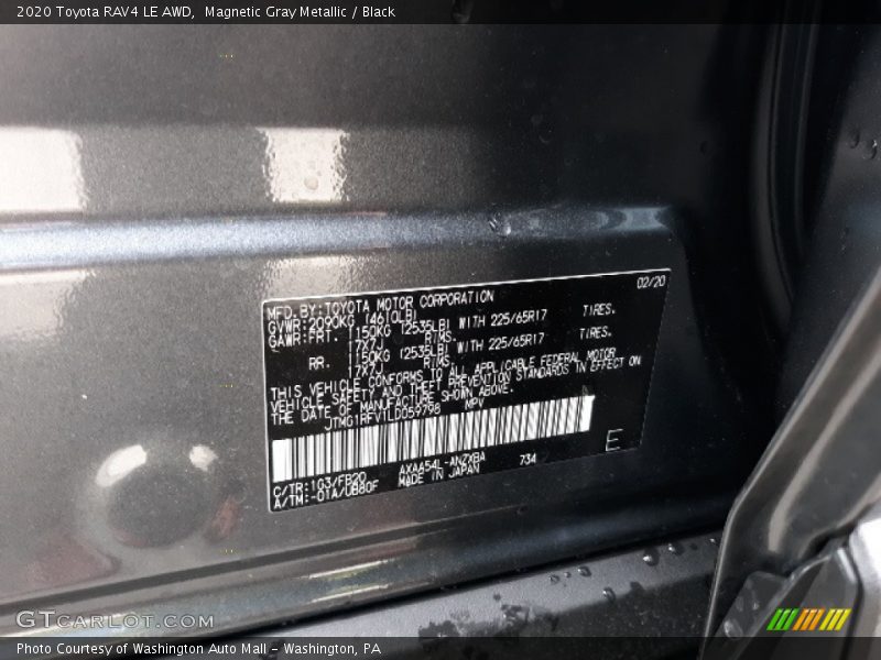 Magnetic Gray Metallic / Black 2020 Toyota RAV4 LE AWD