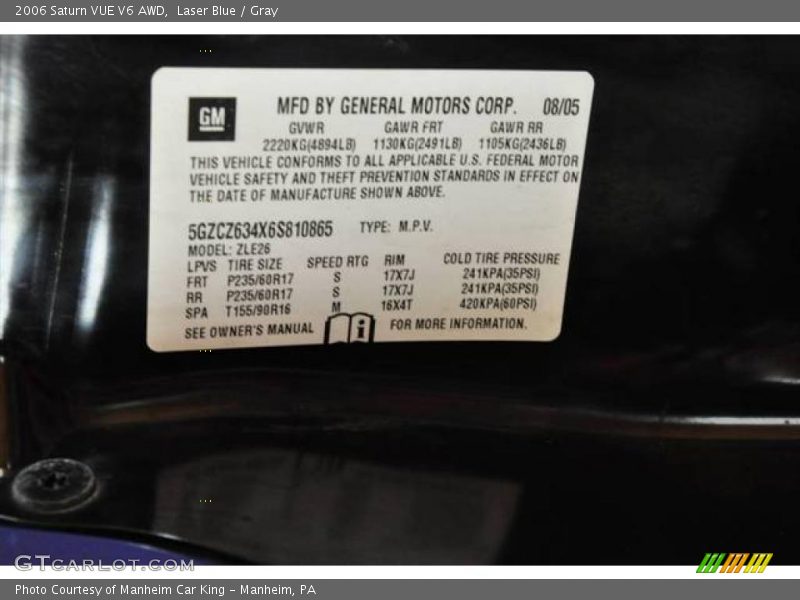 Laser Blue / Gray 2006 Saturn VUE V6 AWD