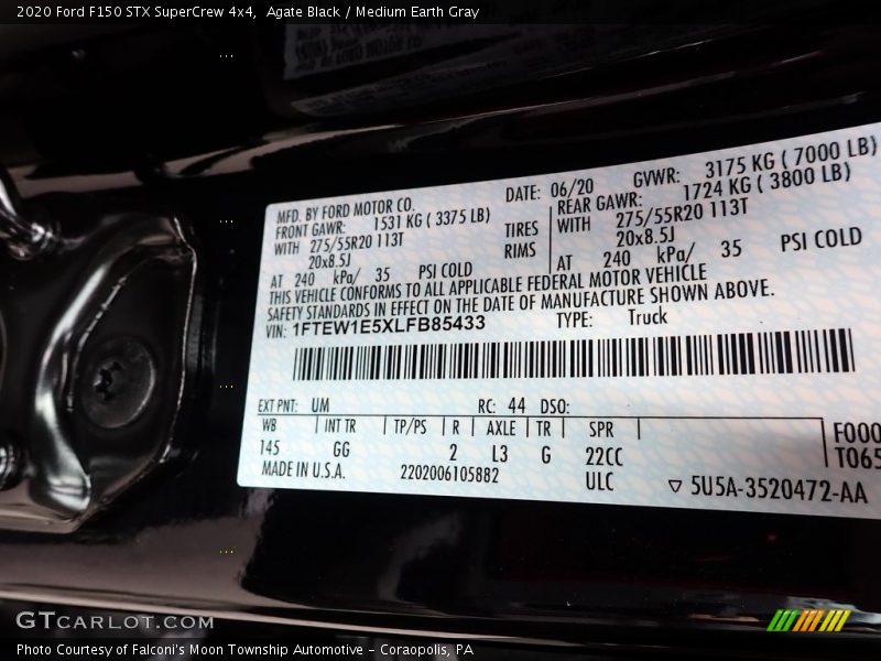 Agate Black / Medium Earth Gray 2020 Ford F150 STX SuperCrew 4x4