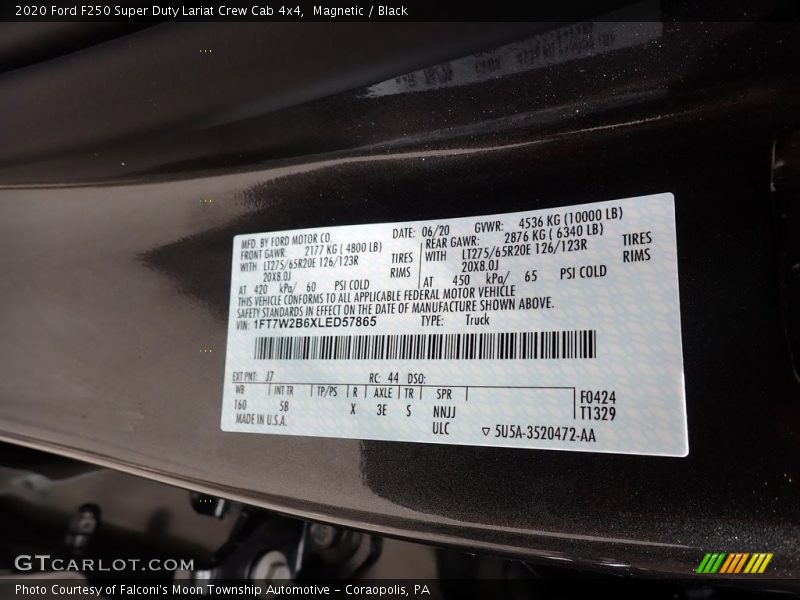 2020 F250 Super Duty Lariat Crew Cab 4x4 Magnetic Color Code J7