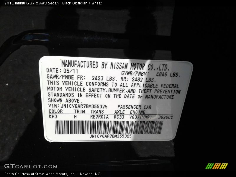 Black Obsidian / Wheat 2011 Infiniti G 37 x AWD Sedan