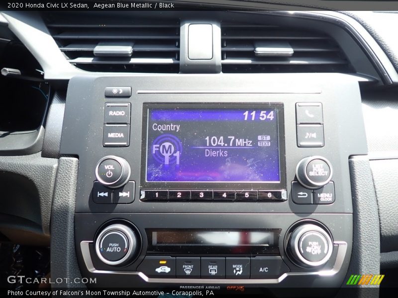 Aegean Blue Metallic / Black 2020 Honda Civic LX Sedan