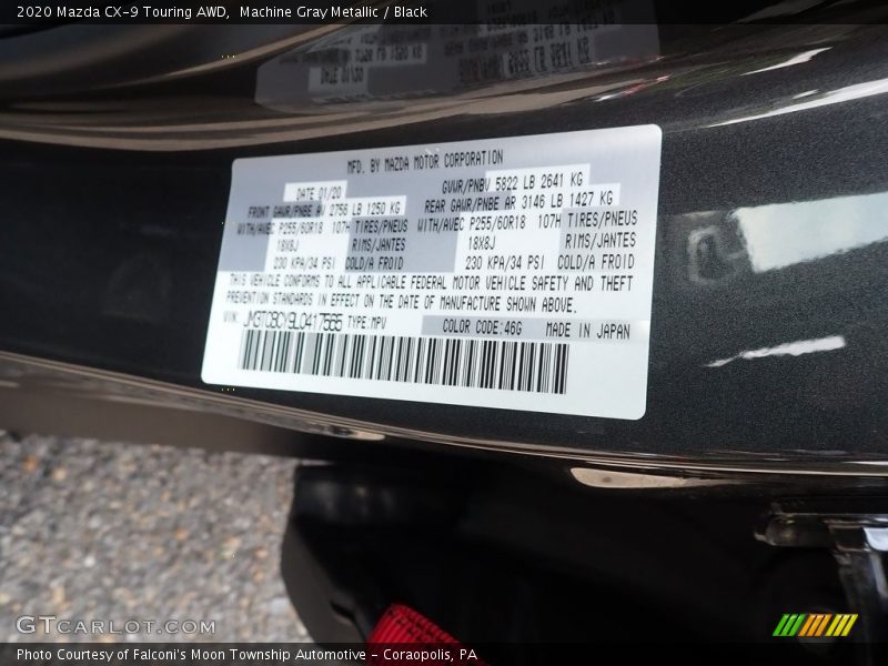 Machine Gray Metallic / Black 2020 Mazda CX-9 Touring AWD