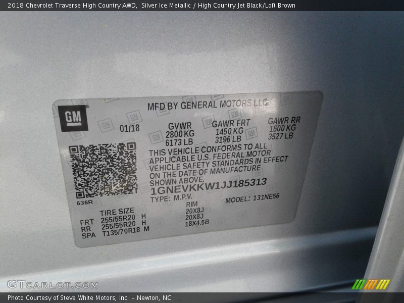 Silver Ice Metallic / High Country Jet Black/Loft Brown 2018 Chevrolet Traverse High Country AWD