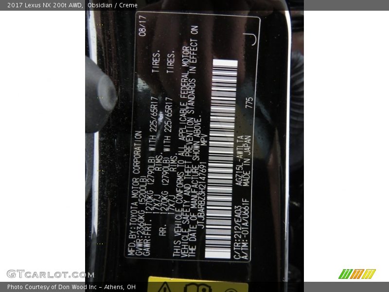 Obsidian / Creme 2017 Lexus NX 200t AWD