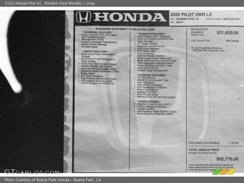 Modern Steel Metallic / Gray 2020 Honda Pilot LX