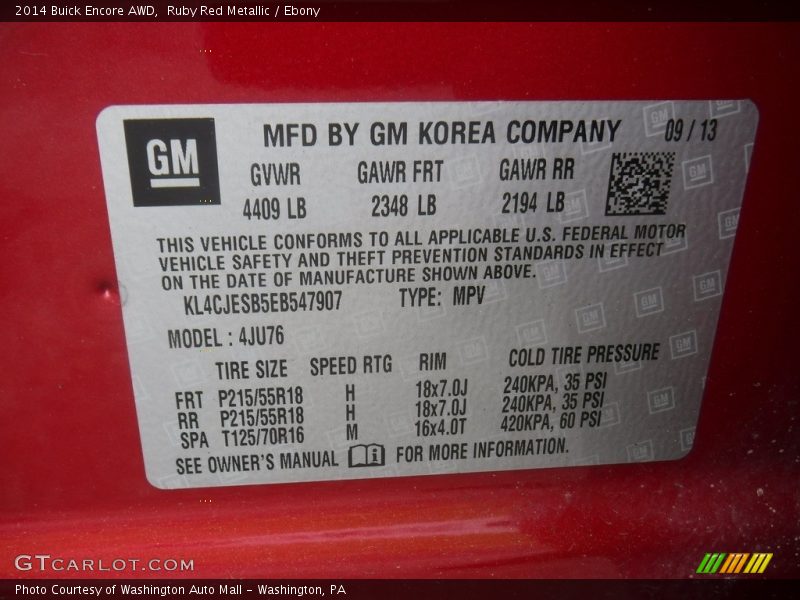 Ruby Red Metallic / Ebony 2014 Buick Encore AWD