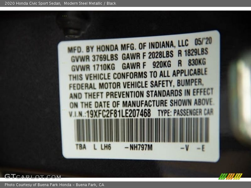 Modern Steel Metallic / Black 2020 Honda Civic Sport Sedan