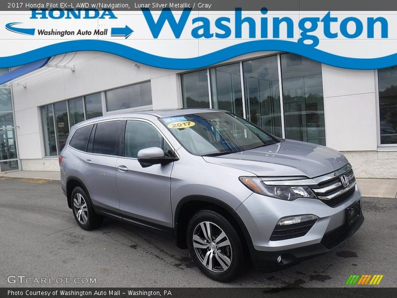 Lunar Silver Metallic / Gray 2017 Honda Pilot EX-L AWD w/Navigation