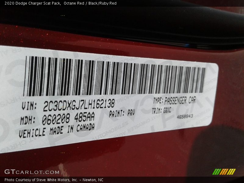 2020 Charger Scat Pack Octane Red Color Code PRV