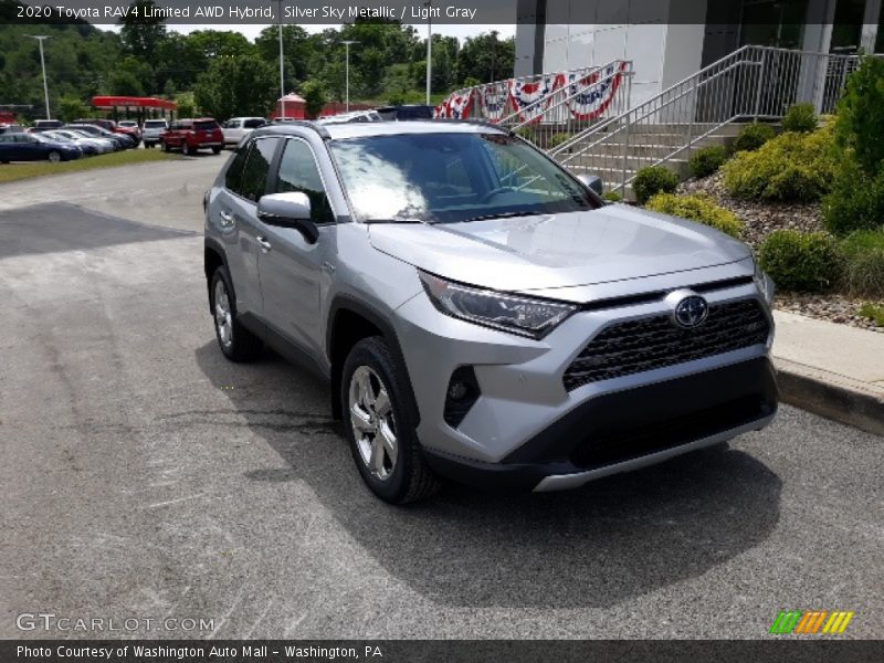 Silver Sky Metallic / Light Gray 2020 Toyota RAV4 Limited AWD Hybrid