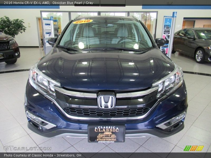 Obsidian Blue Pearl / Gray 2016 Honda CR-V EX-L AWD