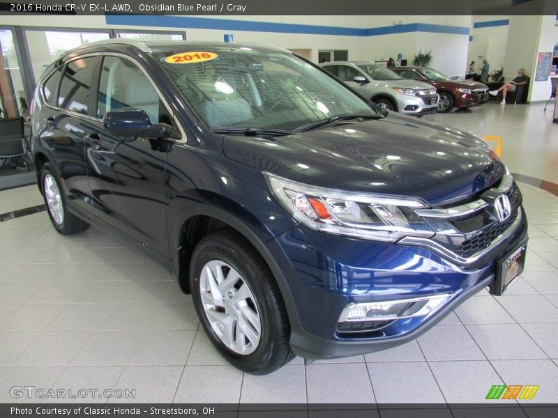 Obsidian Blue Pearl / Gray 2016 Honda CR-V EX-L AWD