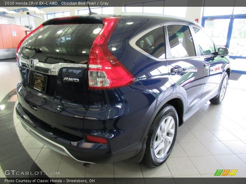 Obsidian Blue Pearl / Gray 2016 Honda CR-V EX-L AWD