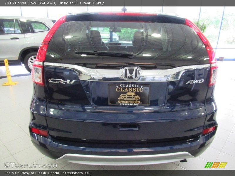 Obsidian Blue Pearl / Gray 2016 Honda CR-V EX-L AWD