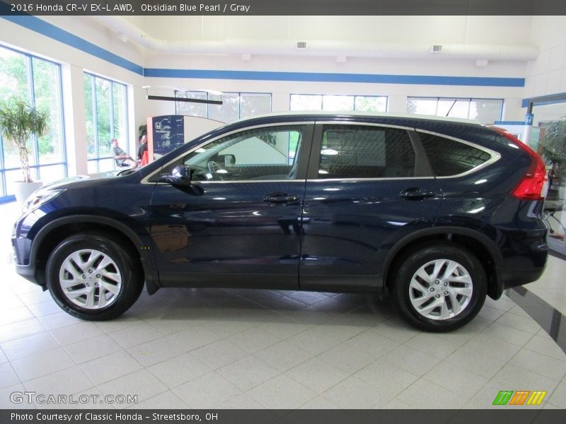 Obsidian Blue Pearl / Gray 2016 Honda CR-V EX-L AWD