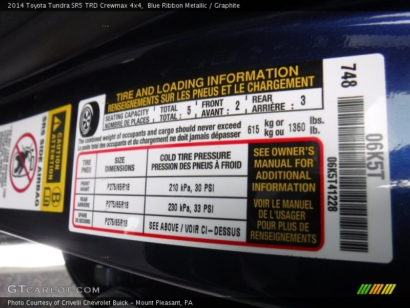 Blue Ribbon Metallic / Graphite 2014 Toyota Tundra SR5 TRD Crewmax 4x4