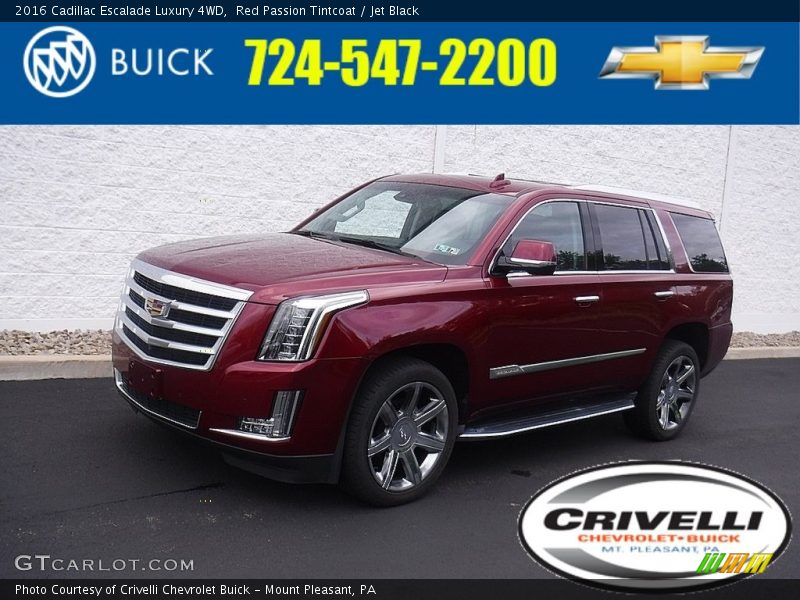 Red Passion Tintcoat / Jet Black 2016 Cadillac Escalade Luxury 4WD