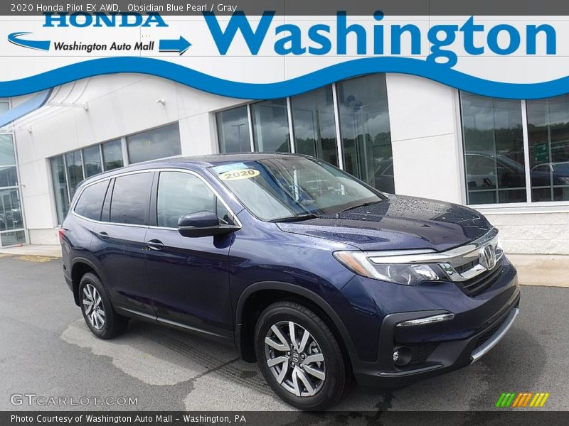 Obsidian Blue Pearl / Gray 2020 Honda Pilot EX AWD