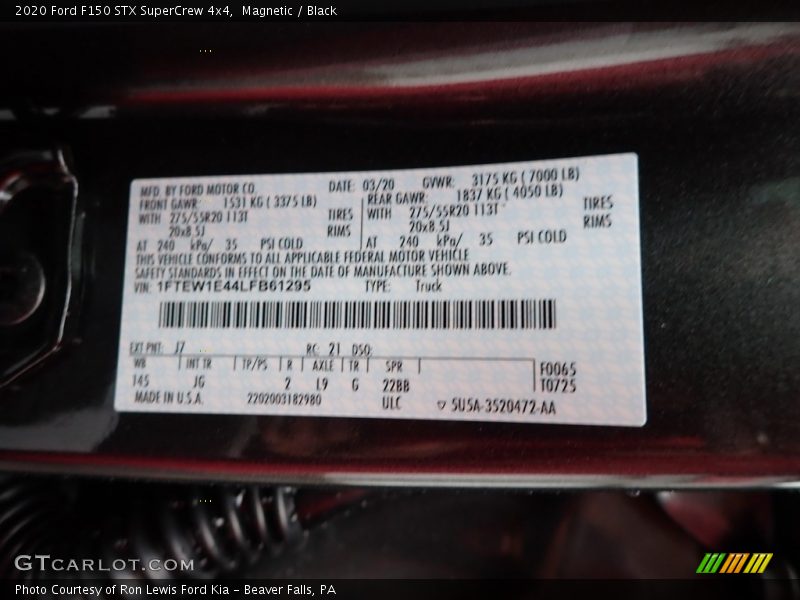Magnetic / Black 2020 Ford F150 STX SuperCrew 4x4
