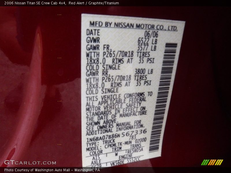 Red Alert / Graphite/Titanium 2006 Nissan Titan SE Crew Cab 4x4