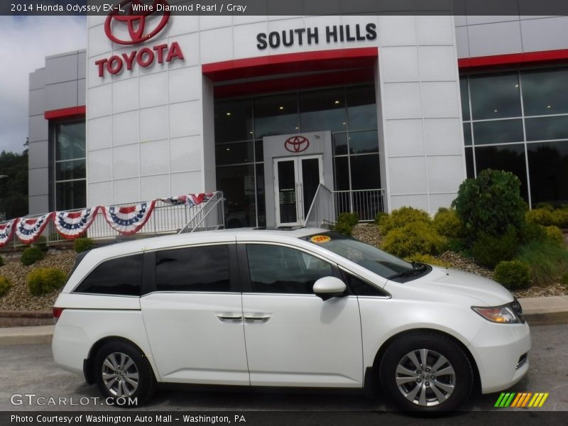 White Diamond Pearl / Gray 2014 Honda Odyssey EX-L