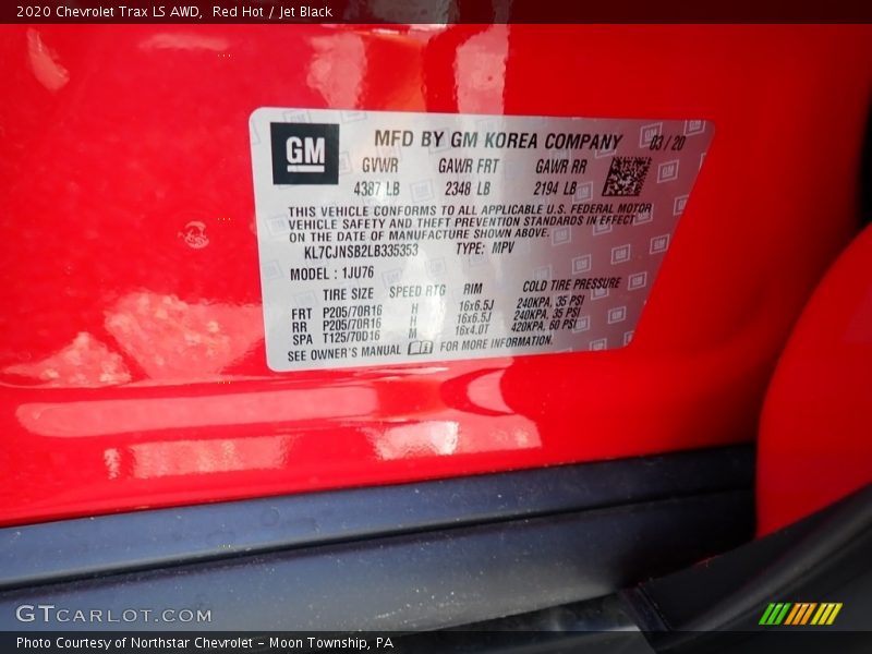 Red Hot / Jet Black 2020 Chevrolet Trax LS AWD